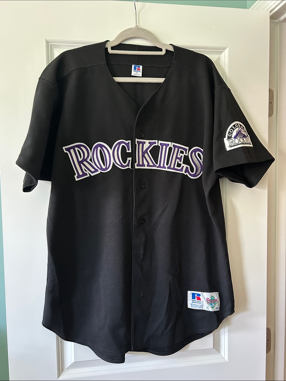 Colorado Rockies Russell Athletic Black Button-Up Team Jersey